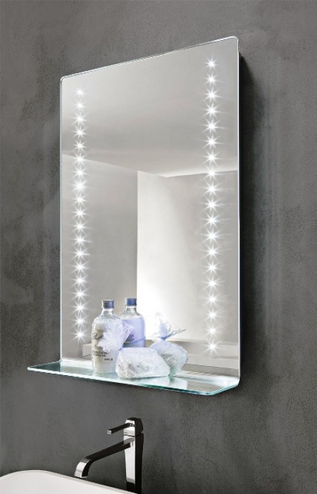 Mirror with LED diodes and shelf - Leo