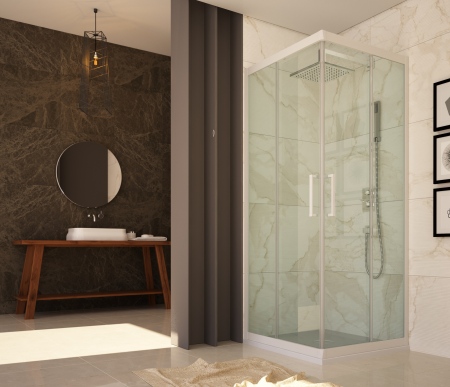 Shower cabins from resin and glass